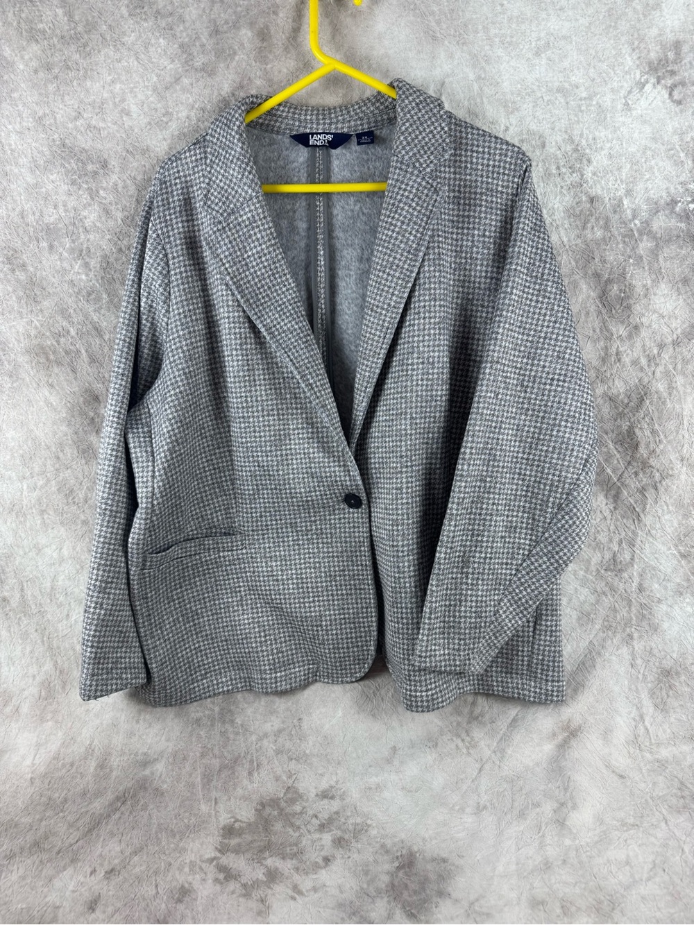 Lands' End Women's Gray Houndstooth Blazer 2x workwear business casual